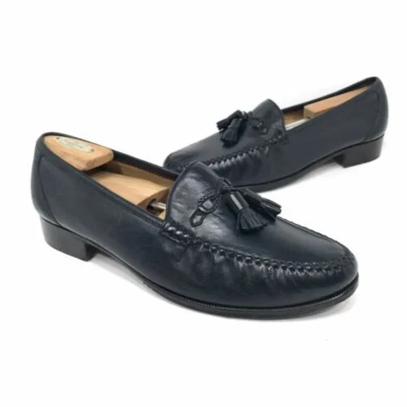 Moreschi Mens Leather Tassle Dress Loafers Size 10.5 Dark Blue The Istanbul Navy Blue Leather Tassel Loafer Men Shoe  main image 3